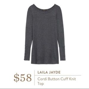 Laila Jayde Cordi Button Cuff Knit Top